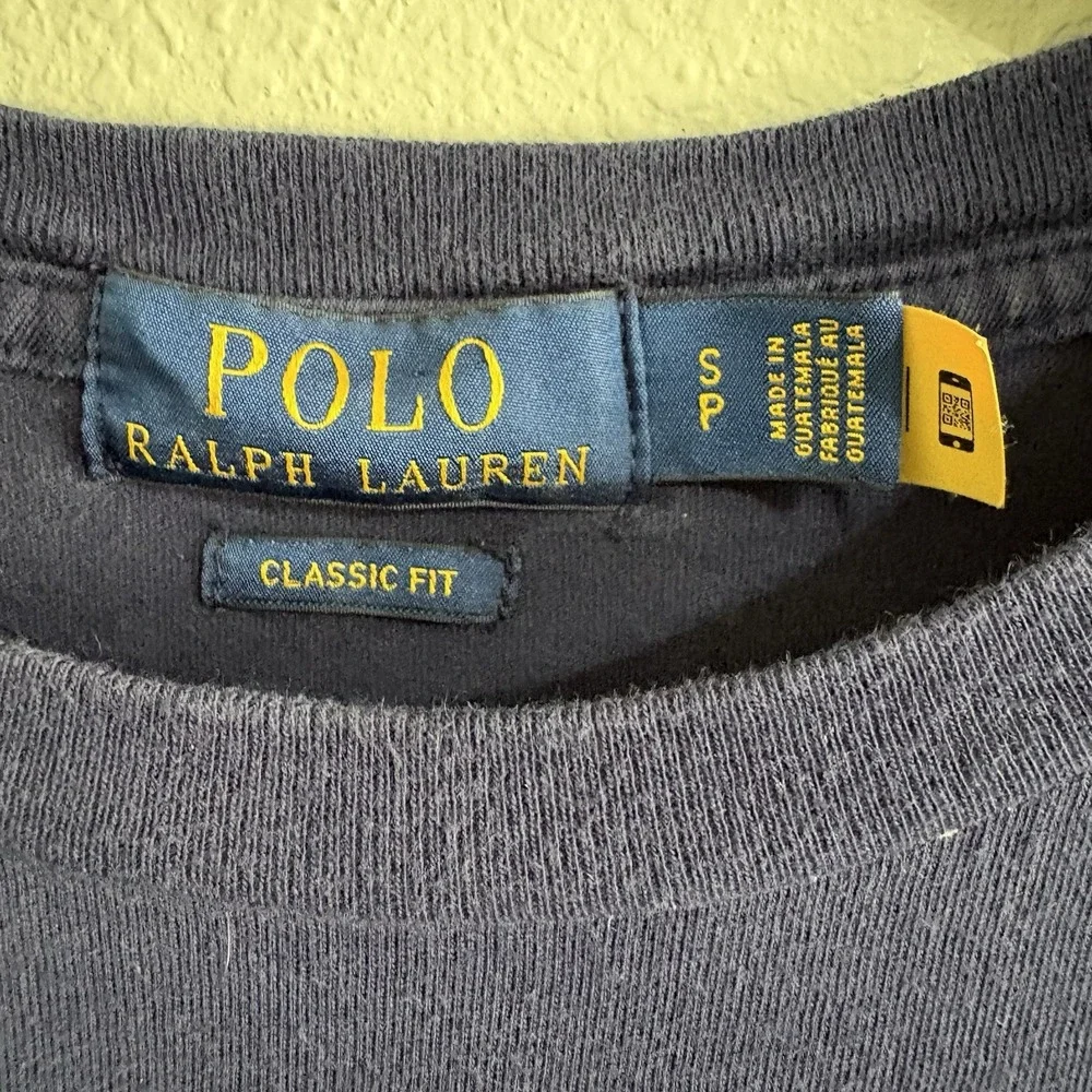 Polo Ralph Lauren Men's Small Navy Long Sleeve T Shirt Big Pony Logo Classic Fit